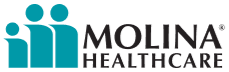 The logo for molina healthcare shows two people standing next to each other.