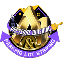 A logo for a company called pressure washing parking lot striping