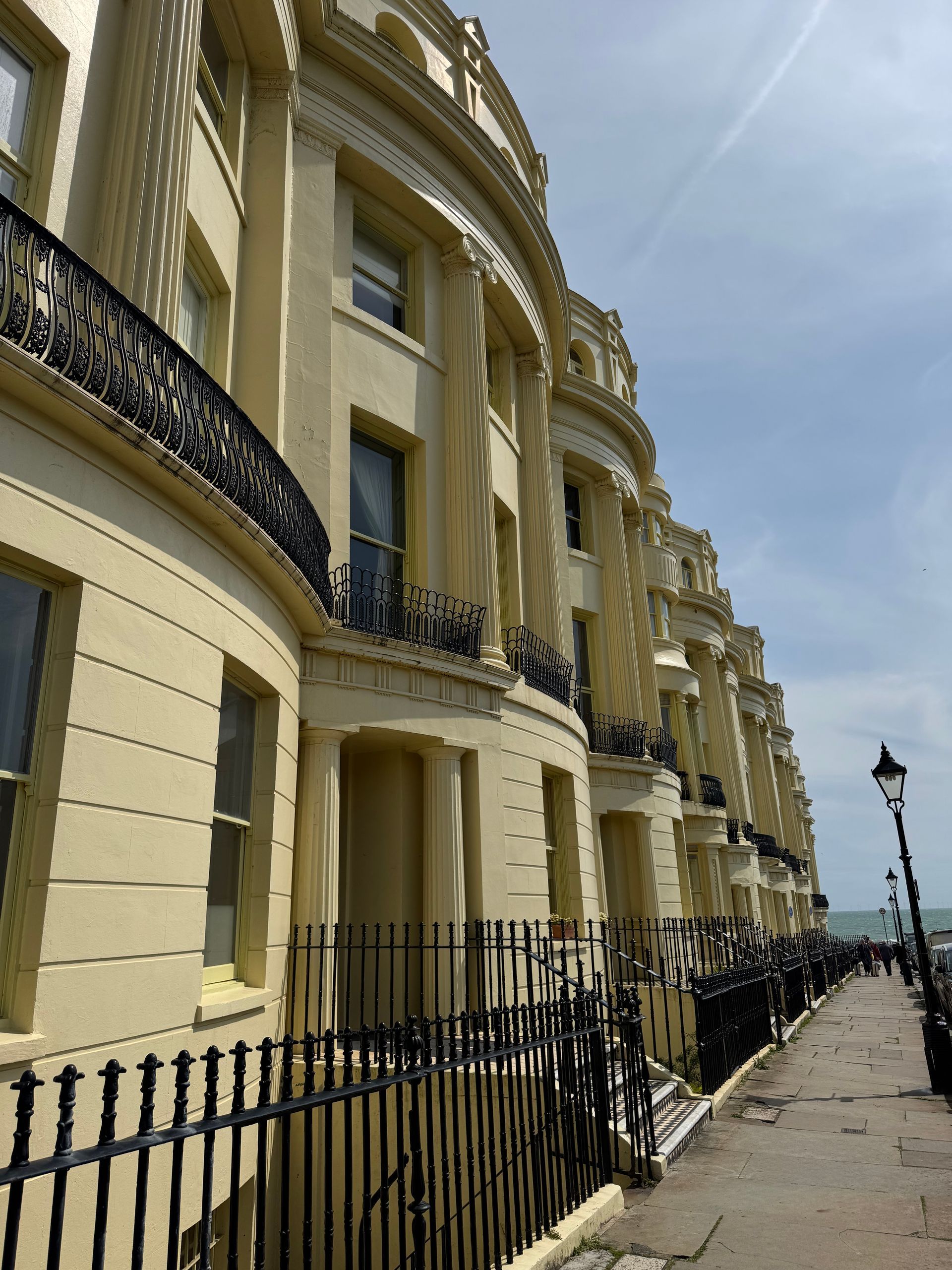 Facade of The Regency Town House in Brighton with original ironwork & Georgian architectural feature