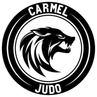 Carmel Judo logo with a black lion head in a circular black-and-white emblem