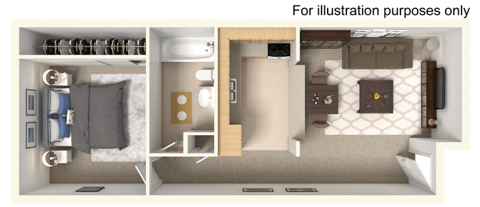 One bedroom floor plan