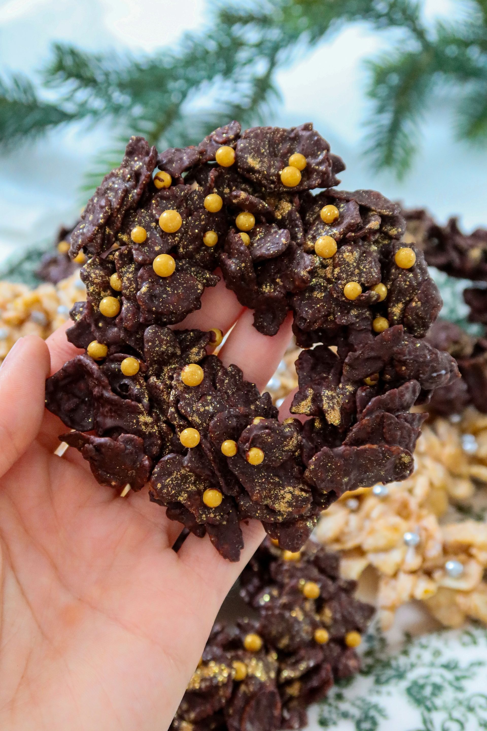 Schoko-Adventskranz aus Cornflakes