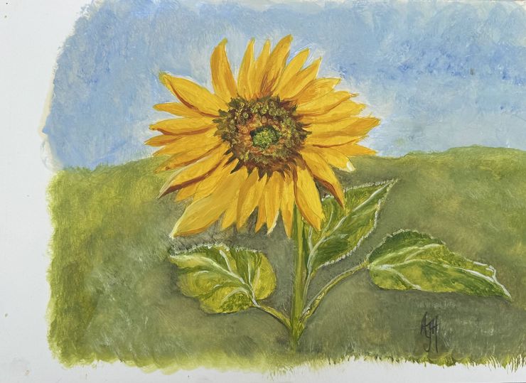 Sunflower acrylic artwork by Amanda Sivewright