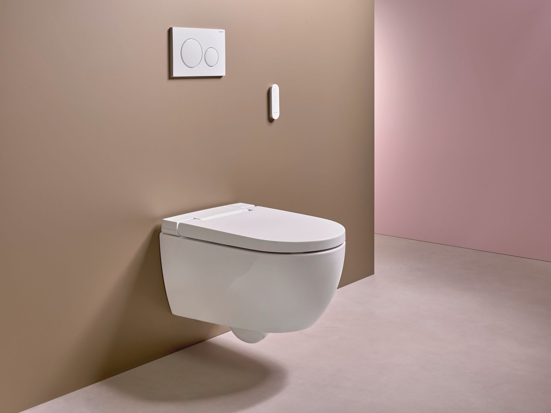 Geberit AquaClean Alba douchewc afstandsbediening bruin roze