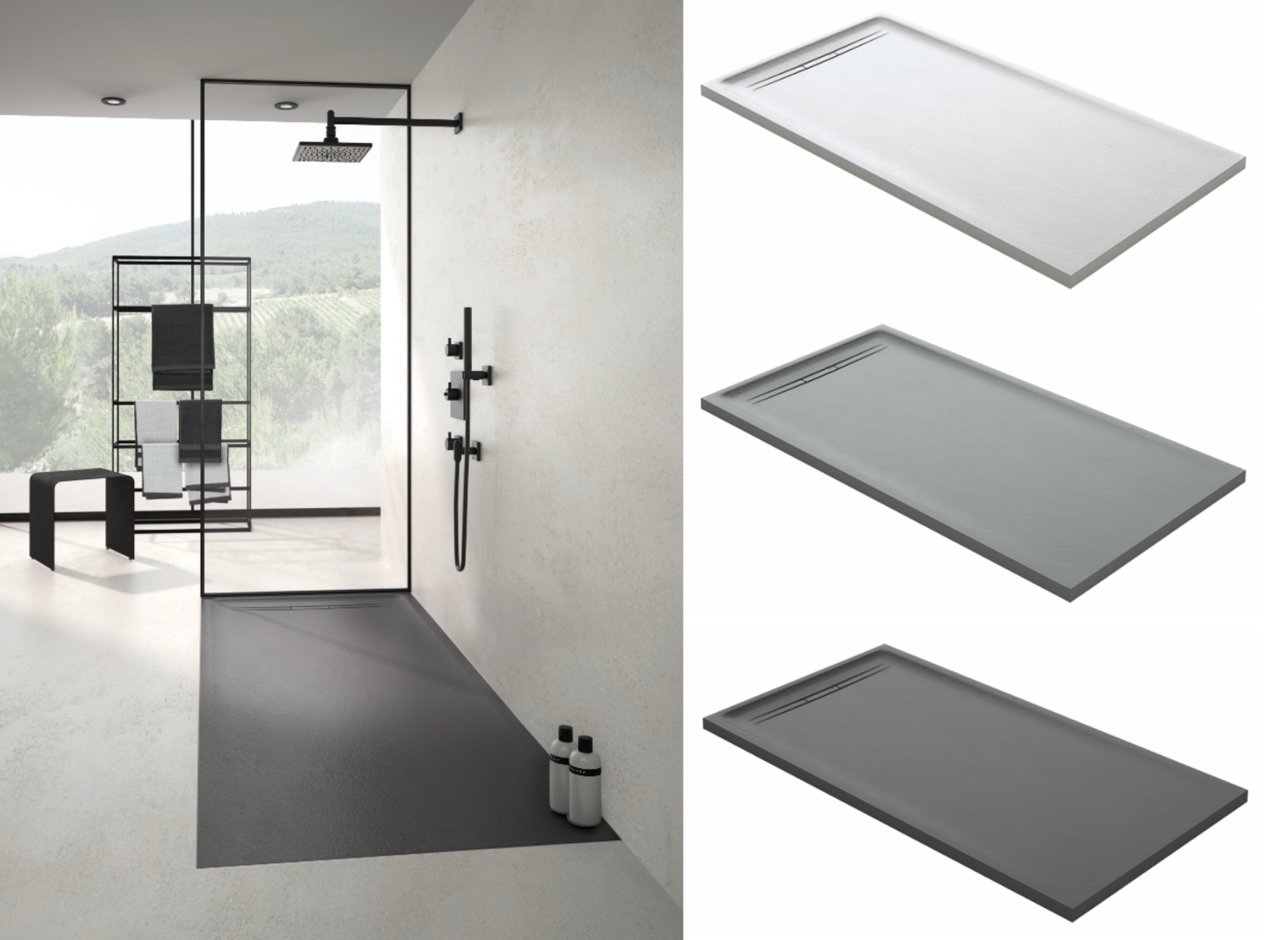 Geberit Sestra douchevloer extra lang XL 180x90 antraciet badkamer