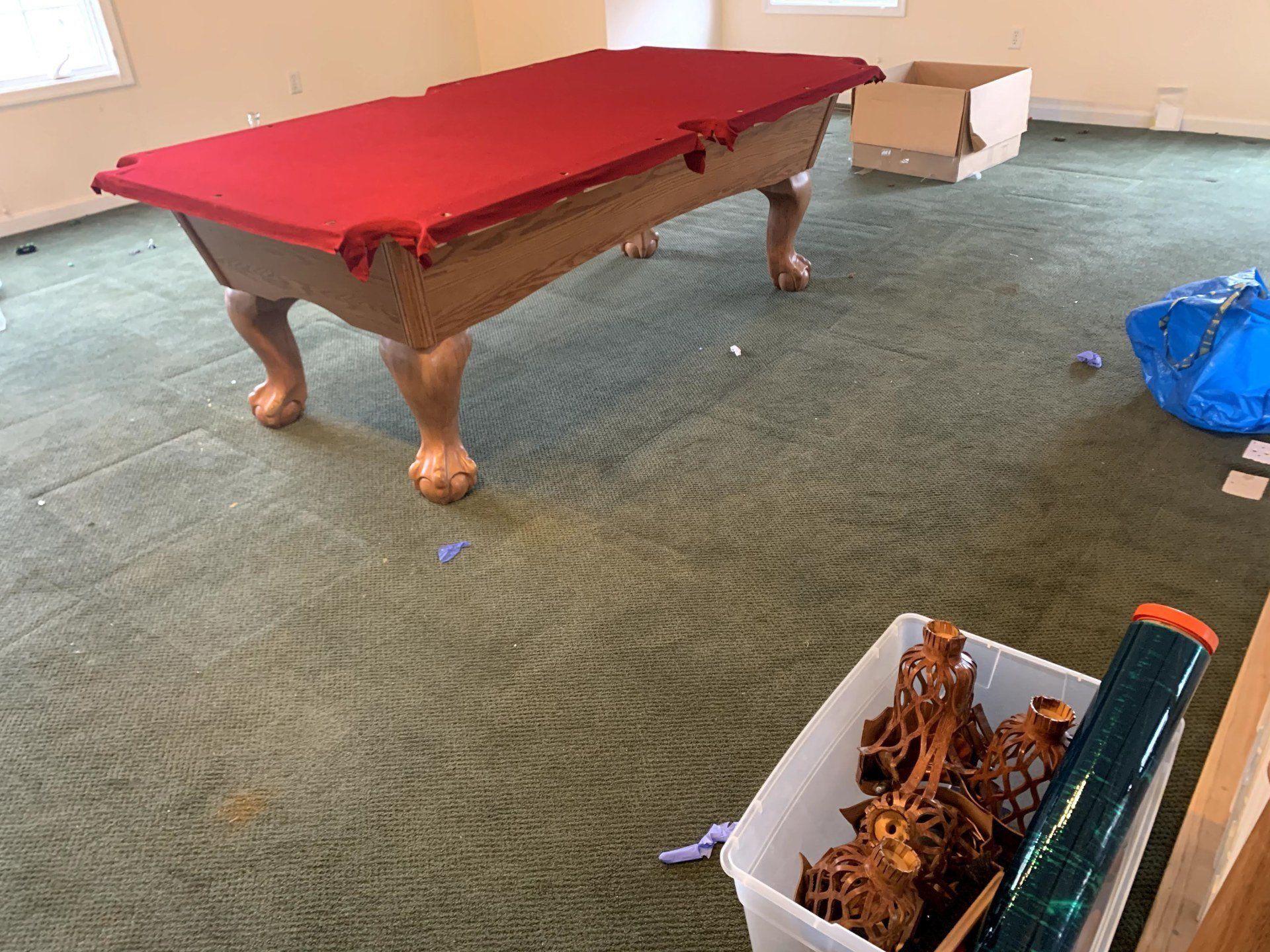 structural components of a 7 foot slate pool table with additional trim by furniture assembly team