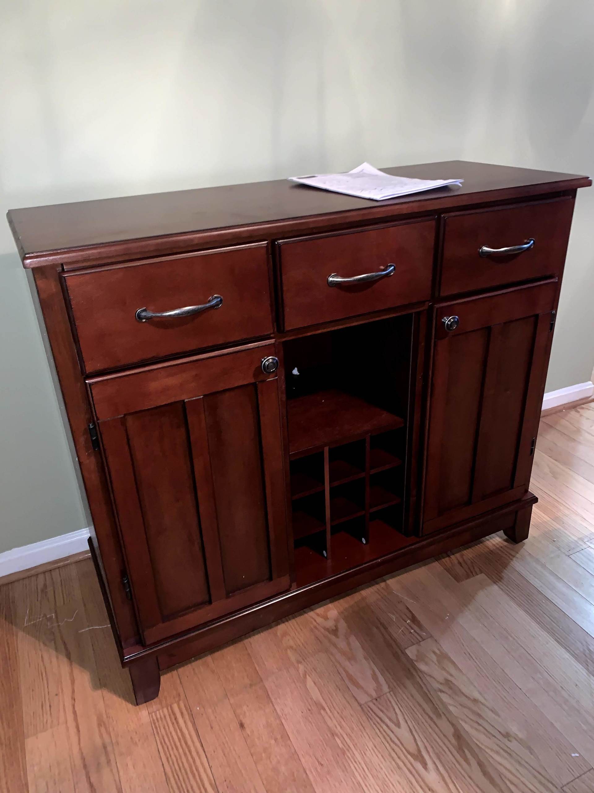 finished buffut wood decorated table with drawers by furniture assembly team