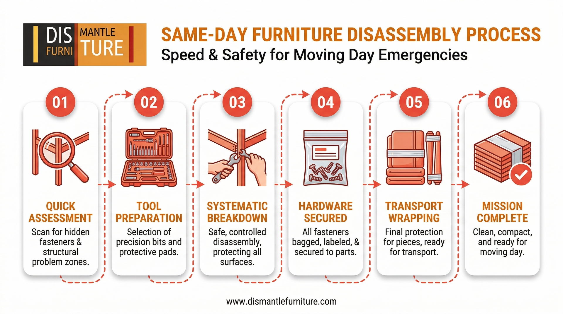 A 6-step infographic titled