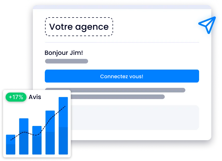 A screenshot of a french email with a graph next to it.