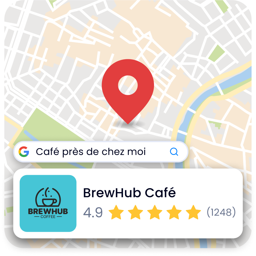 A map showing the location of brewhub cafe
