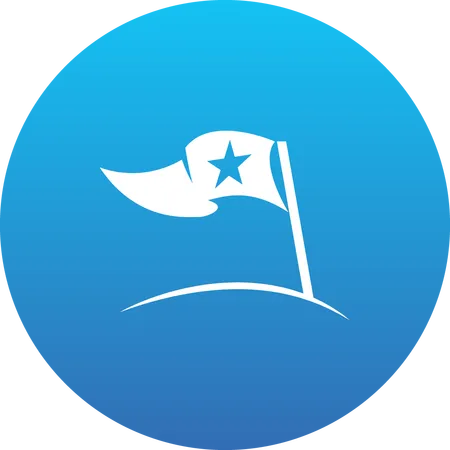 A blue circle with a white flag with a star on it