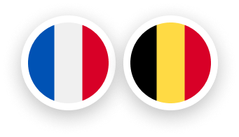 Two circles with the flags of france and belgium on them