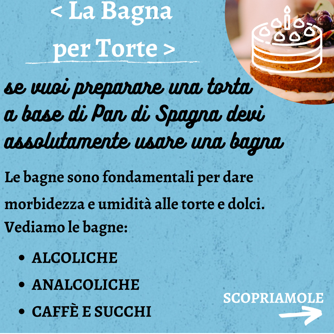 Una pubblicità per la bagna per torte con la foto di una torta