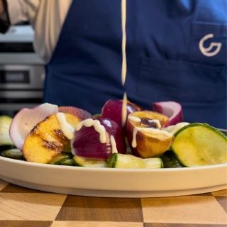 Focaccine pesche e zucchine marinate