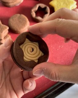 Una persona tiene in mano un biscotto con una stella al centro