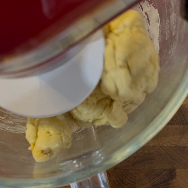 L'impasto dopo la completa incorporazione dello zucchero.