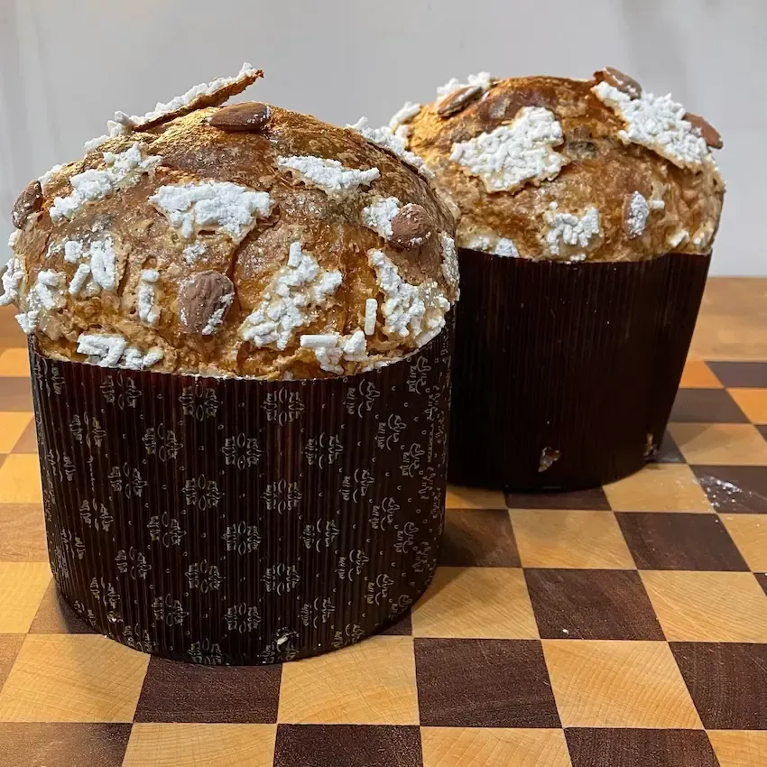 Una persona tiene in mano una pagnotta tagliata a metà