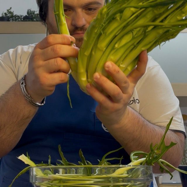 puntarelle vengono pulite