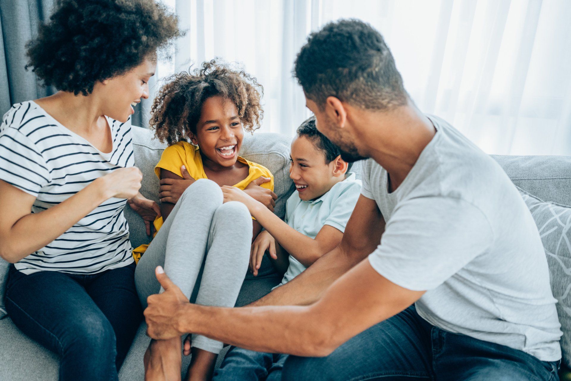 family on couch