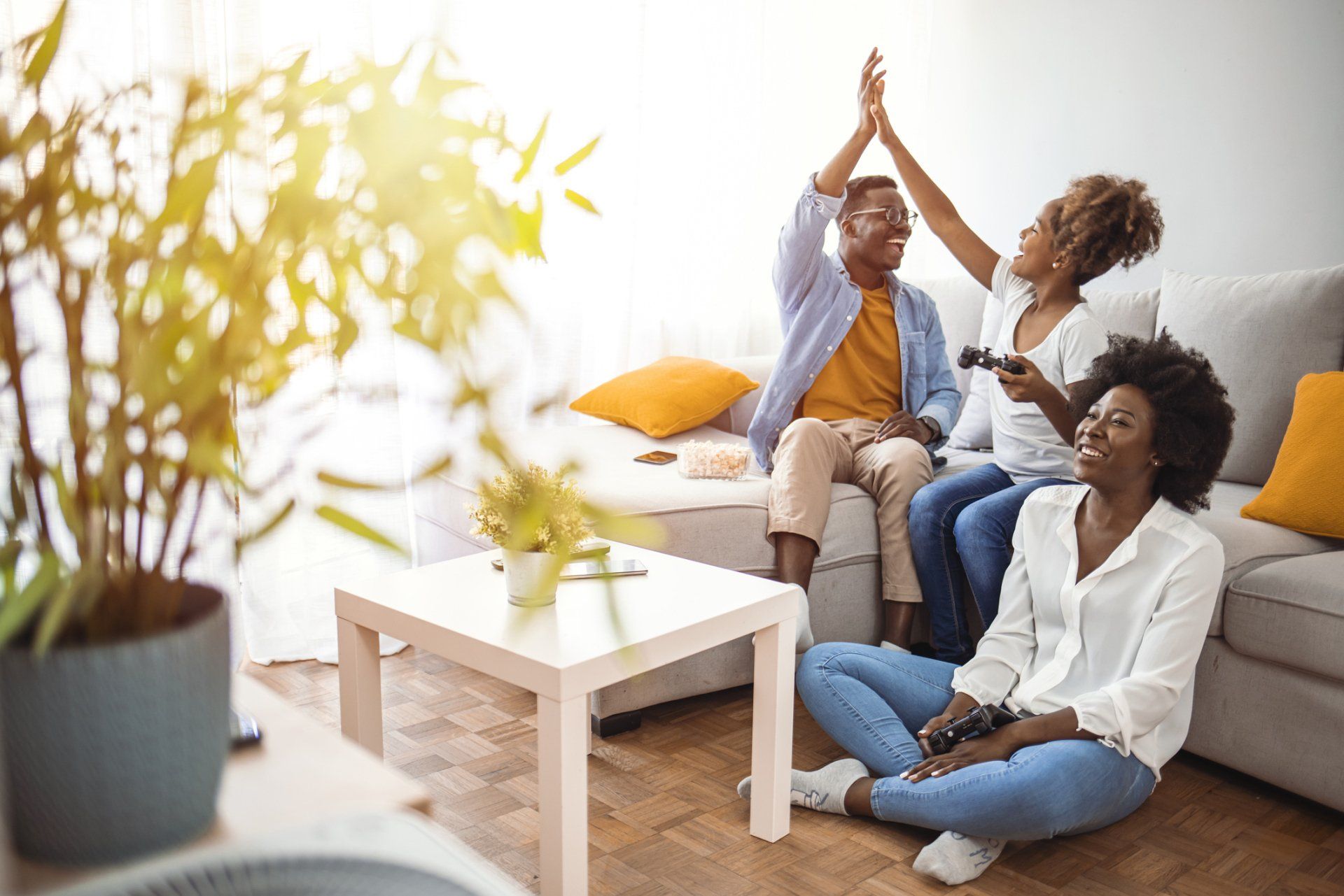 Family in living room