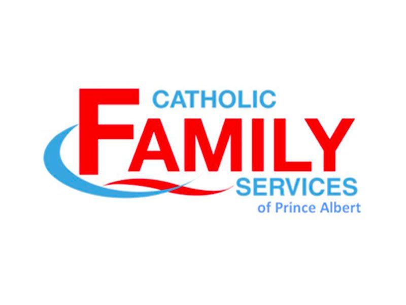 A logo for catholic family services of prince albert