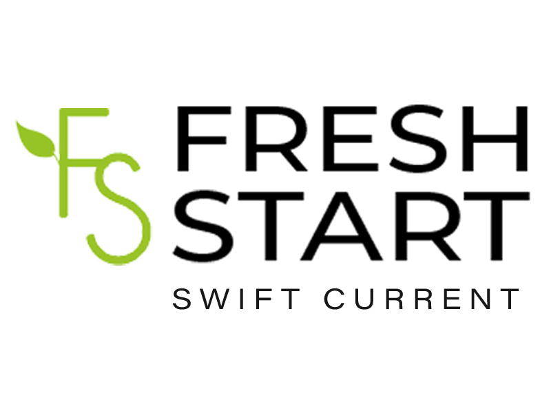 The logo for fresh start swift current is green and black.