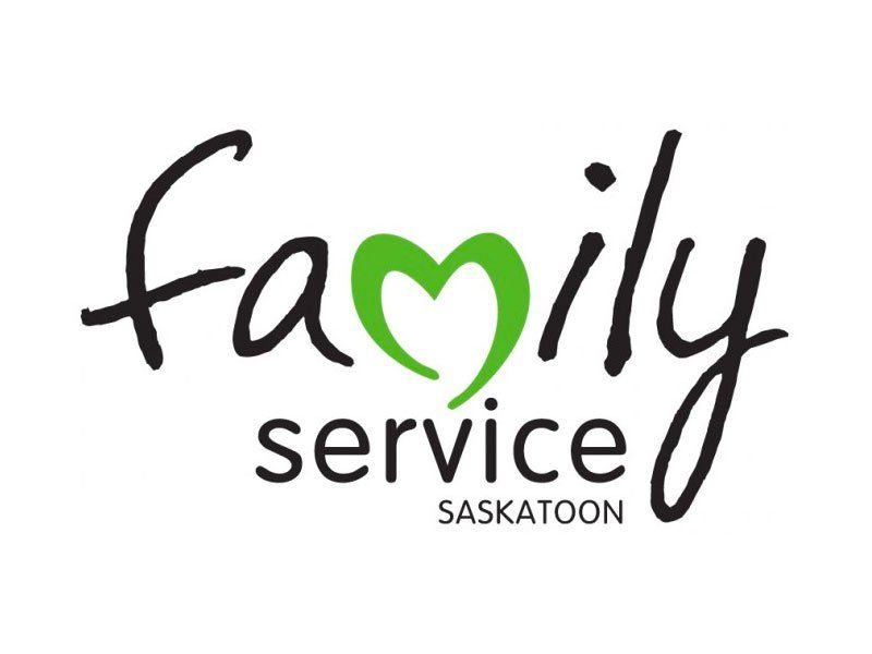 A logo for a family service in saskatoon with a heart in the middle.