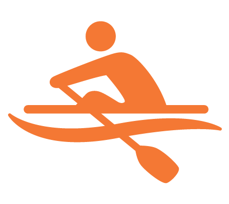 Orange Icon Of A Person Rowing A Boat In The Water | Honolulu, HI | Hawaii Hot Spots Surf School Orange Icon Of A Person Rowing A Boat In The Water | Honolulu, HI | Hawaii Hot Spots Surf School