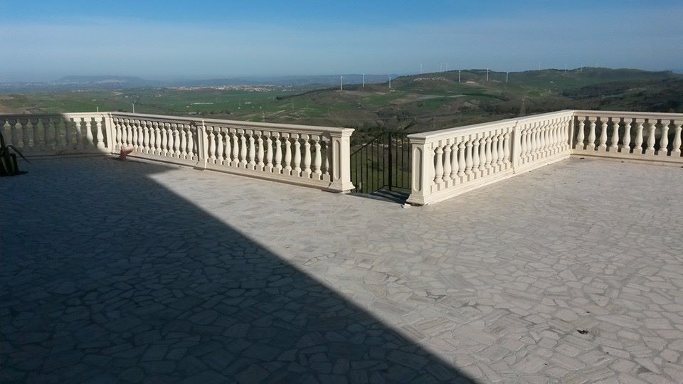 terrace with stone parapet
