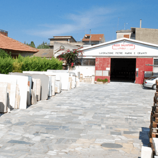 deposit of marble slabs and natural stones