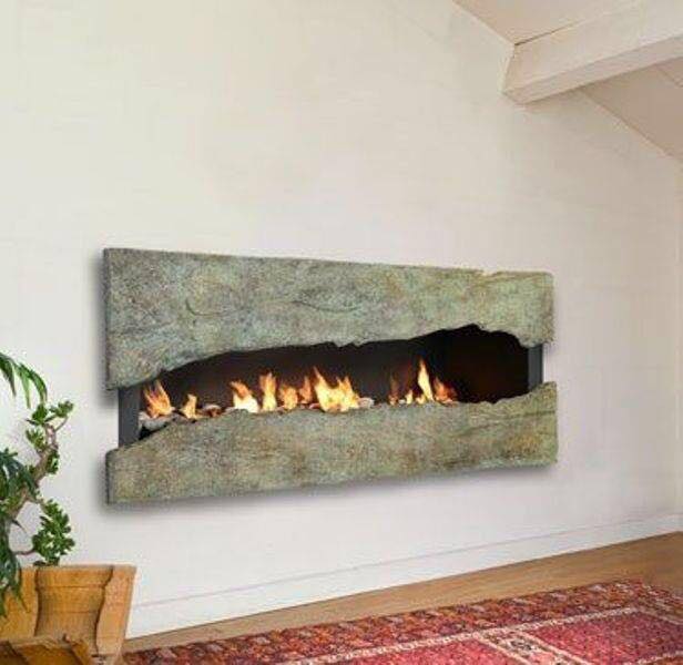 stone fireplace built into the wall