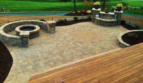 Fire Pit And Water Feature With Statue — Beaver County, PA — McCreary's Lawn Care
