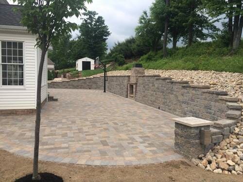 Outdoor Retaining Wall And Fire Place — Beaver County, PA — McCreary's Lawn Care