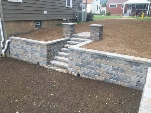 Outdoor Retaining Wall Bricked Installed — Beaver County, PA — McCreary's Lawn Care