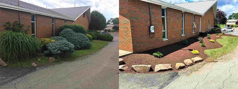 Before And After Landscaped Mulch Installed — Beaver County, PA — McCreary's Lawn Care