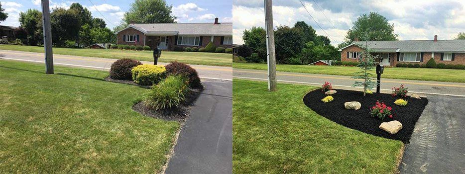 Before And After Corner Mulch Installed — Beaver County, PA — McCreary's Lawn Care