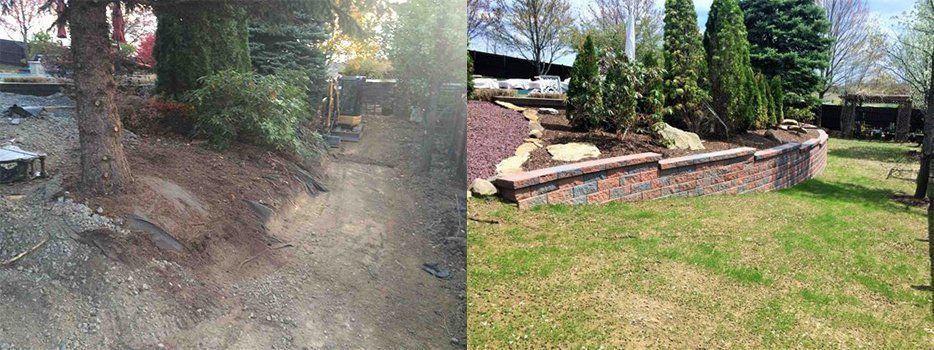 Before And After Retaining Wall With Trees— Beaver County, PA — McCreary's Lawn Care