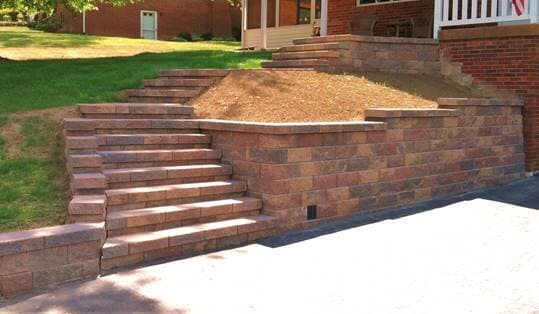 Brick Steps With Retaining Wall And Lawn — Beaver County, PA — McCreary's Lawn Care