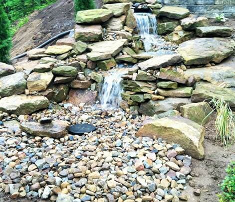 Water Feature Close Up And Stones — Beaver County, PA — McCreary's Lawn Care