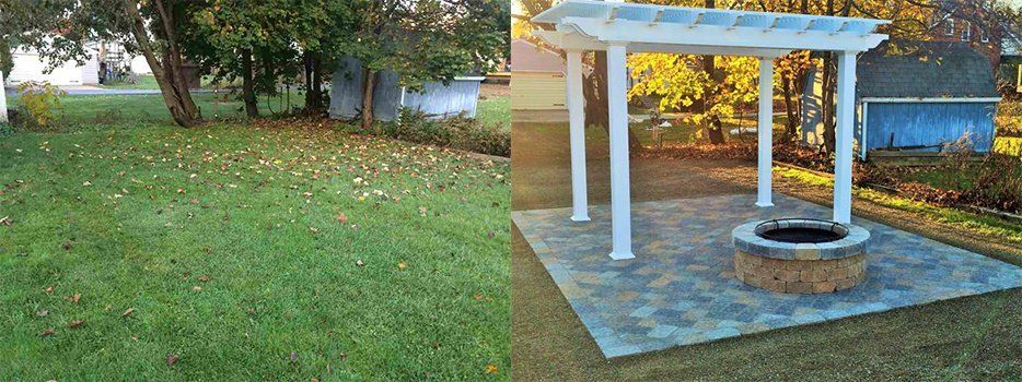 Before And After Landscaping Fire Pit Gazebo — Beaver County, PA — McCreary's Lawn Care
