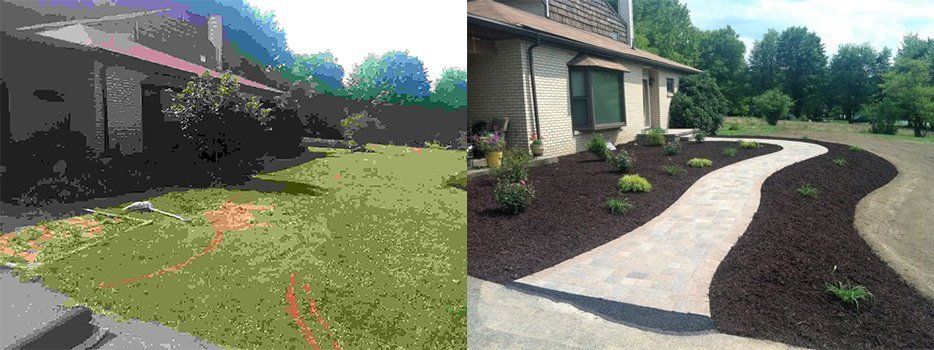 Before And After Front House Pathway Area — Beaver County, PA — McCreary's Lawn Care
