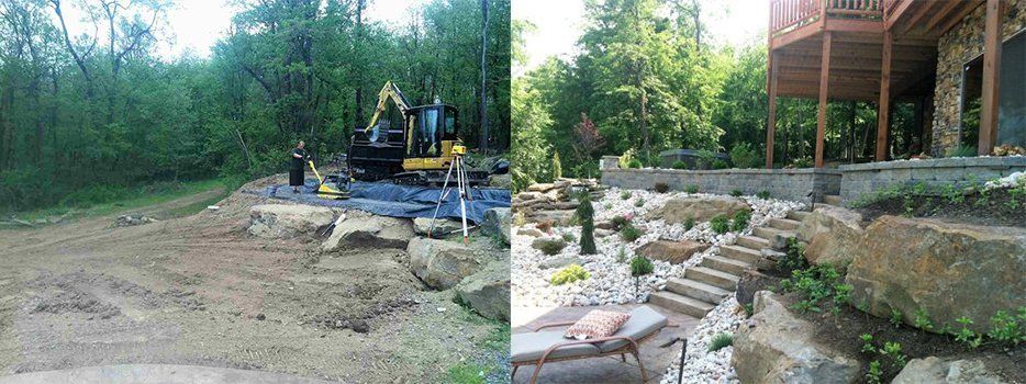 Before And After Steps And Stone Retaining Walls — Beaver County, PA — McCreary's Lawn Care