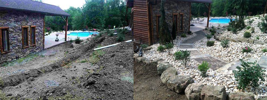 Before And After Pool Path — Beaver County, PA — McCreary's Lawn Care