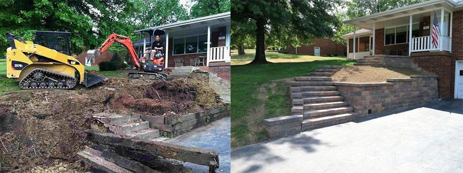 Before And After Retaining Wall And Steps — Beaver County, PA — McCreary's Lawn Care