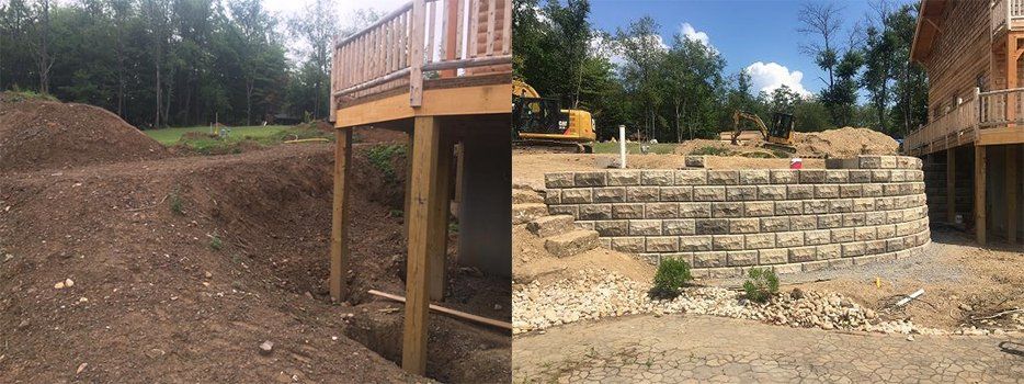 Before And After Brick Brown Retaining Wall — Beaver County, PA — McCreary's Lawn Care