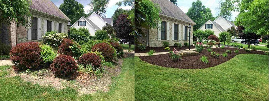 Before And After Lawn And Mulch With Shurbs — Beaver County, PA — McCreary's Lawn Care