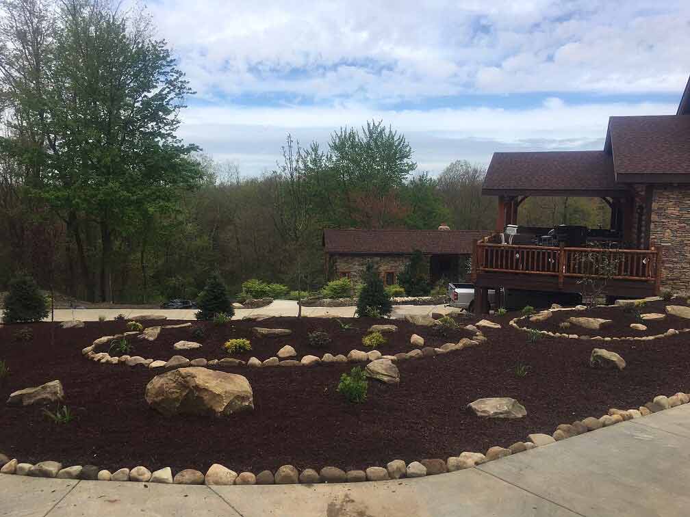 Dark Mulching With Stone Landscaping — Beaver County, PA — McCreary's Lawn Care