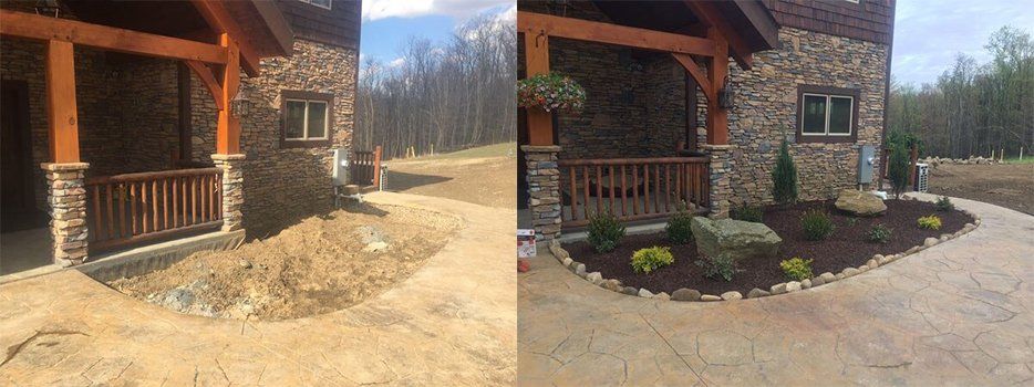 Before And After Landscaped Shrub And Patio Area — Beaver County, PA — McCreary's Lawn Care