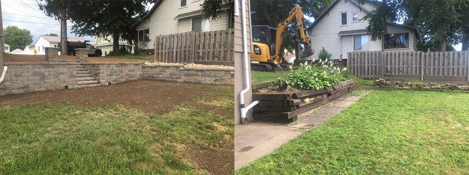 Before And After Lawn And Retaining Wall — Beaver County, PA — McCreary's Lawn Care