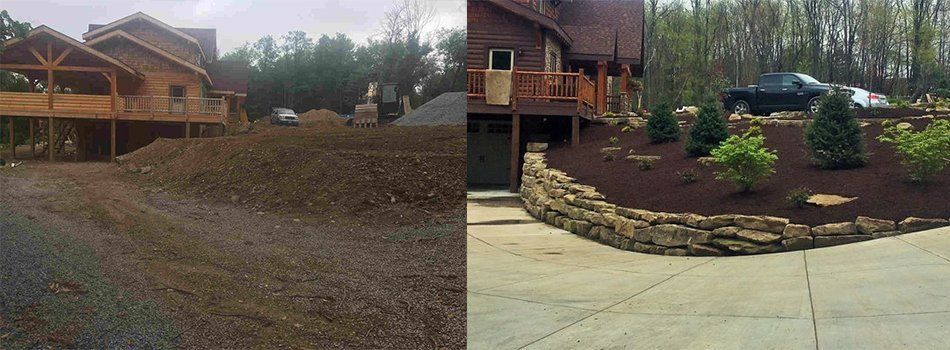 Before And After Retaining Wall Installed — Beaver County, PA — McCreary's Lawn Care